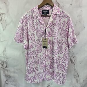 Chubbies Shirt Mens Small Pink White Voids Button Sleeve Sunday Short Pineapple